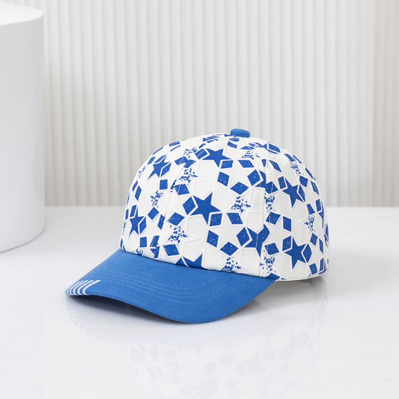 Gorra con visera para niños con patrón de estrella de cinco puntas de algodón al por mayor