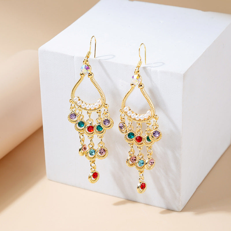 Wholesale Colorful Bohemian Devil Eye Crystal Alloy Earrings
