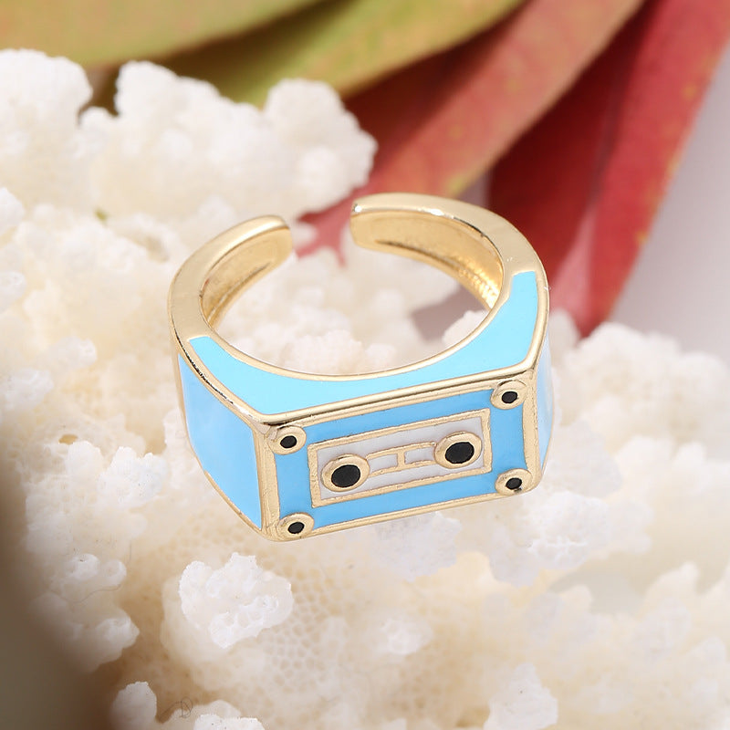 Wholesale Drip Radio Gold Plated  Adjustable Alloy Rings