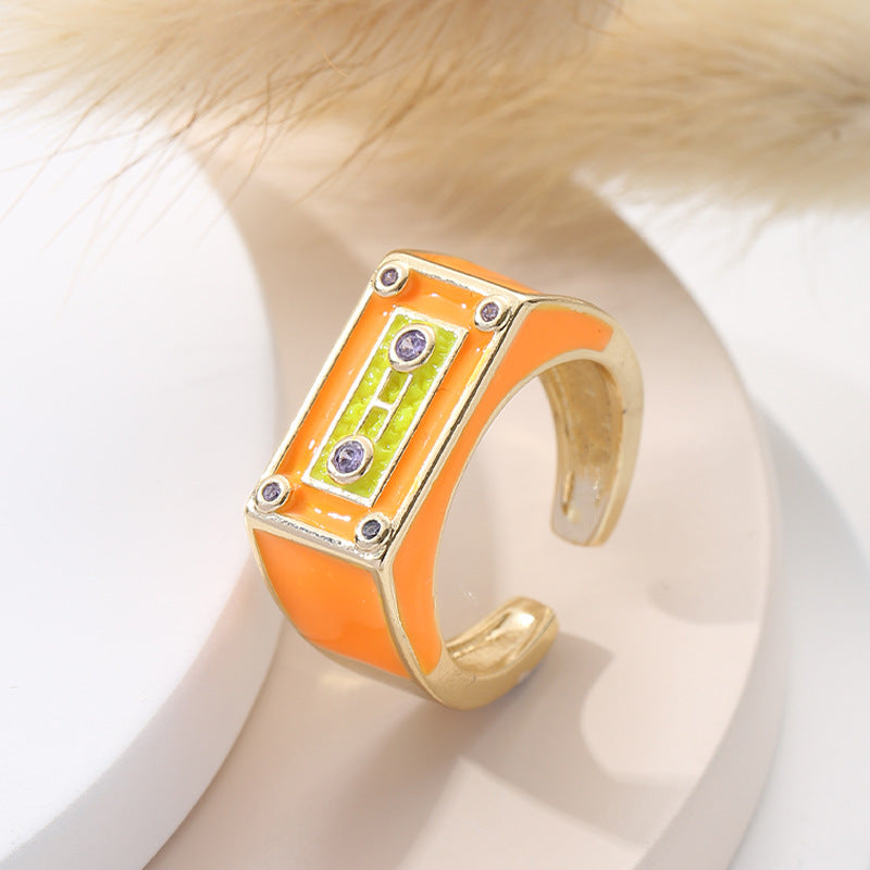 Wholesale Drip Radio Gold Plated  Adjustable Alloy Rings