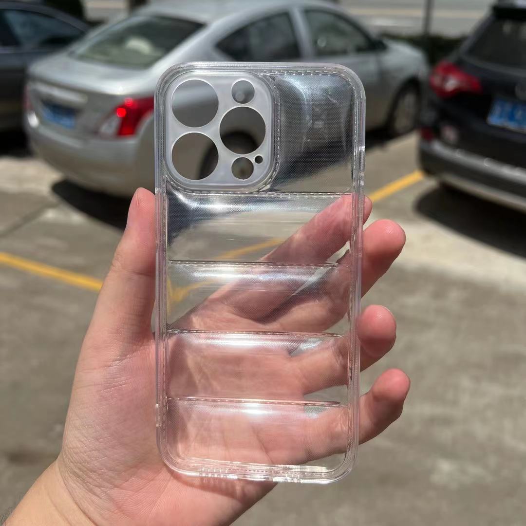 Venta al por mayor Caja transparente del teléfono de TPU de la chaqueta abajo