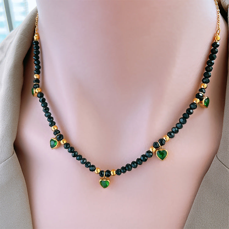 Wholesale Black Round Bead Eyes Green Necklaces