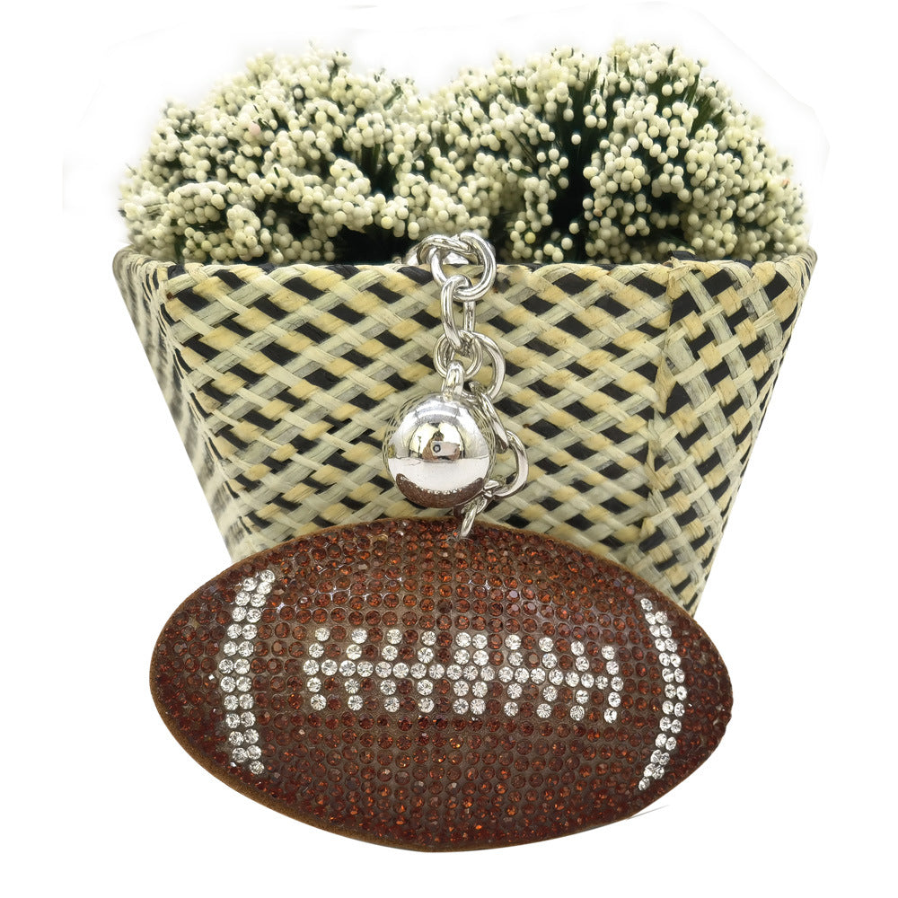 Wholesale Zinc Alloy Diamond Rugby Keychain