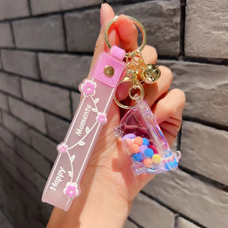 Wholesale Acrylic Bubble Beads Into Oil Quicksand Creative Key Chain