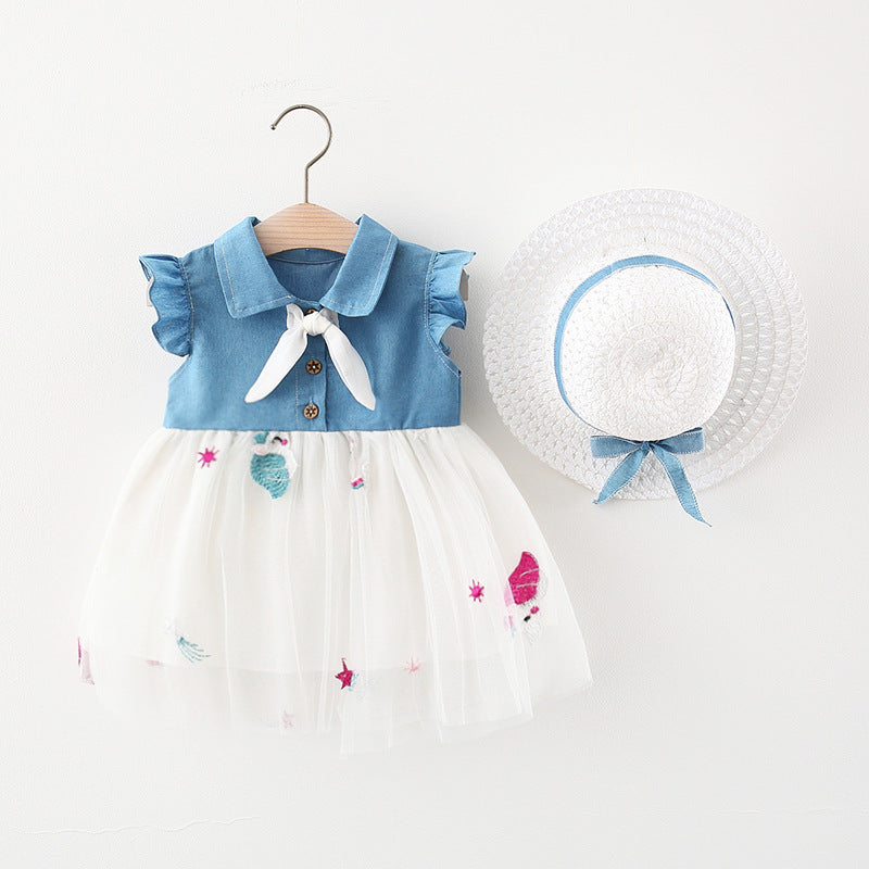 Wholesale Girls Denim Dresses Polyester Baby Clothes