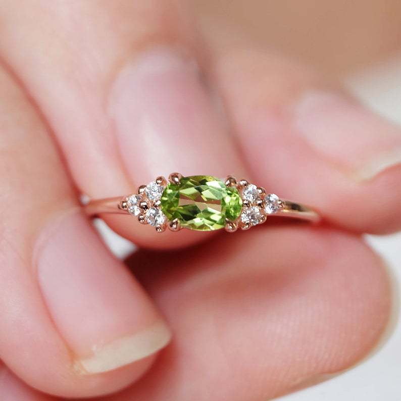 Wholesale Peridot Real Gold Plated Copper Rings