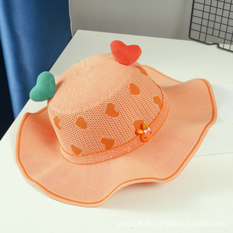 Sombrero de pescador transpirable hueco para sombrilla de ala grande para niños de poliéster al por mayor