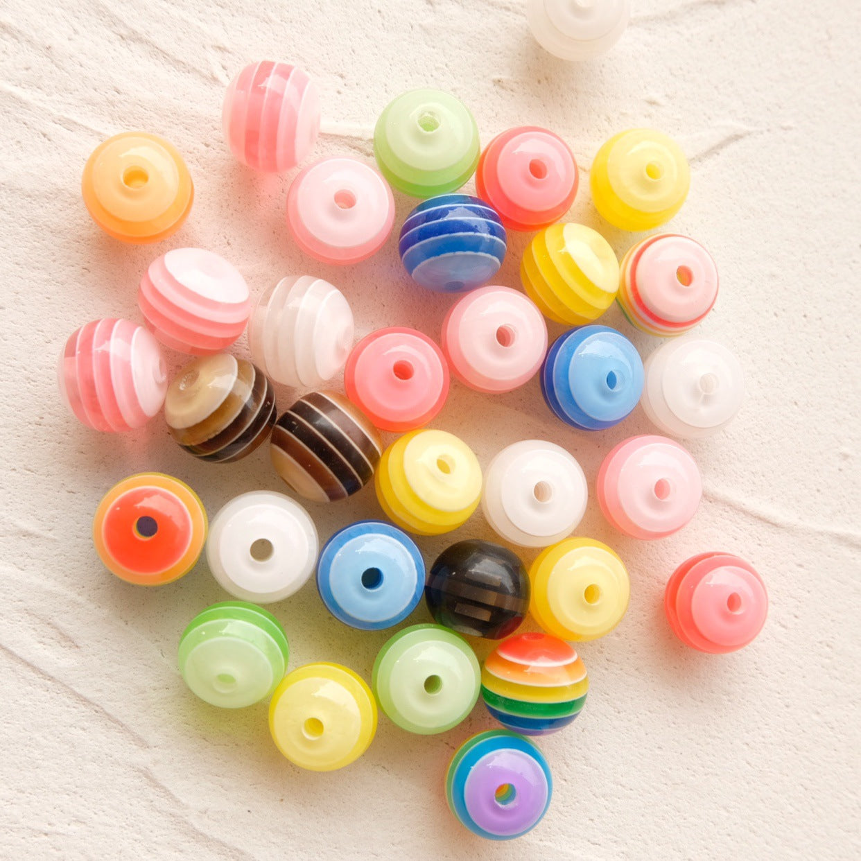 Wholesale 20PCS/Pack 12MM Color Stripe Resin DIY Jewelry Accessories Beads