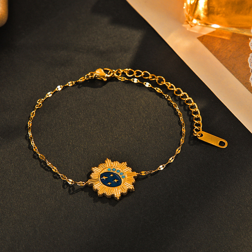 Pulsera de goteo de aceite de luna de estrella de oro de acero inoxidable al por mayor
