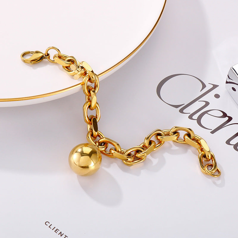 Pulsera de acero inoxidable de bola de acero punk hueco al por mayor