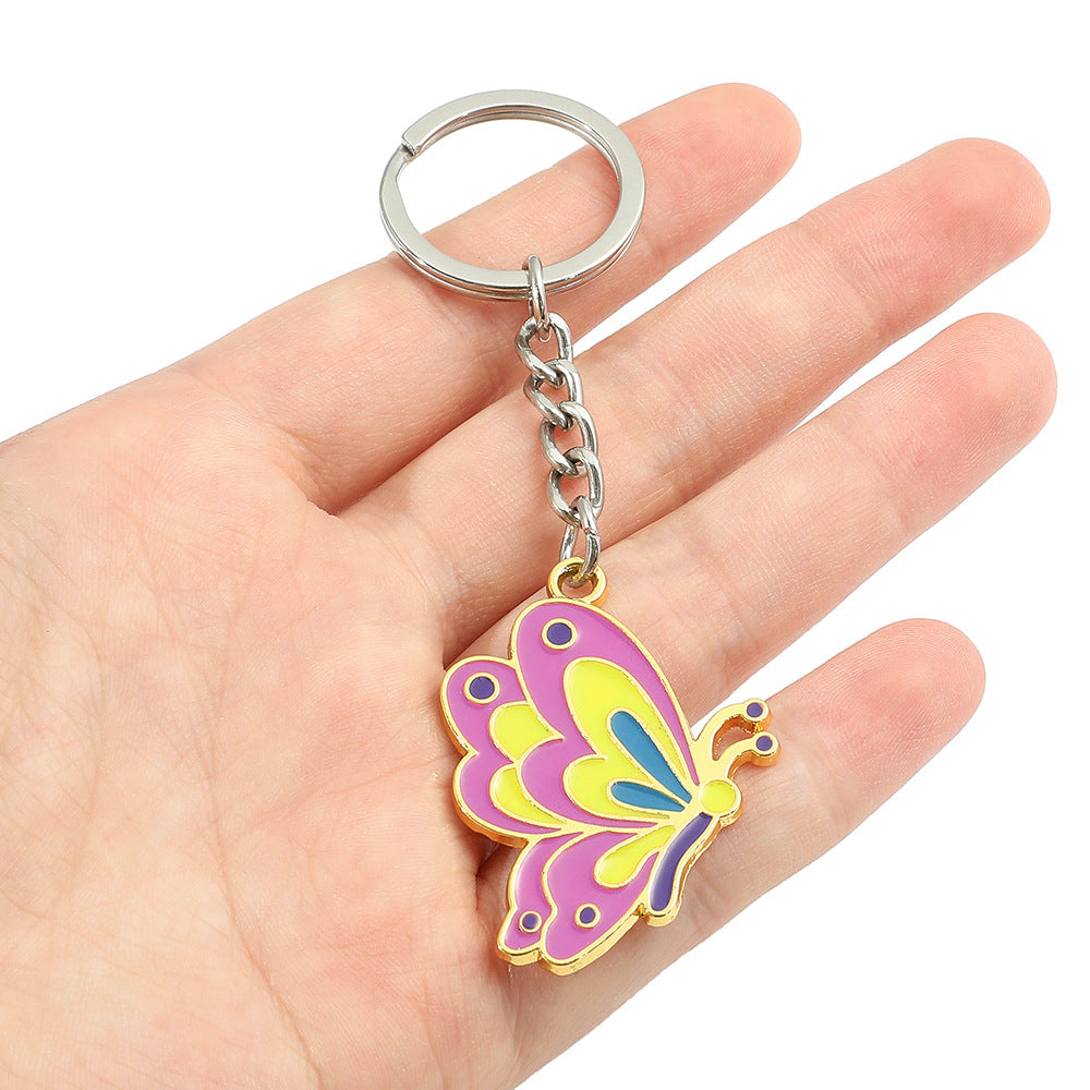 Wholesale Zinc Alloy Butterfly Oil Dripping Multicolor Keychain
