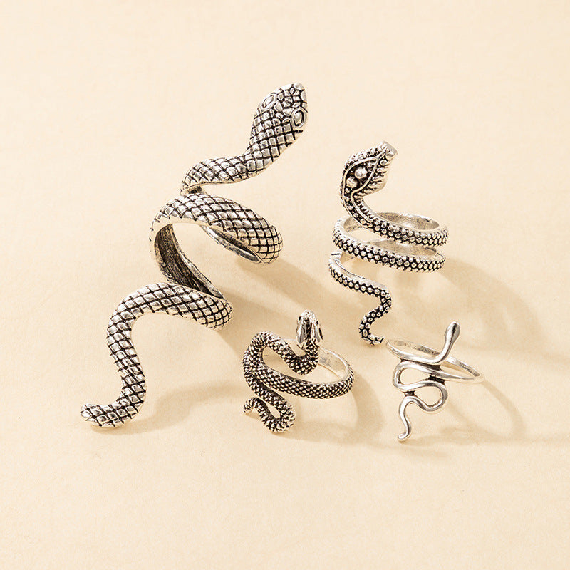 Wholesale Punk Snake Vintage Four-Piece Set Alloy Ring