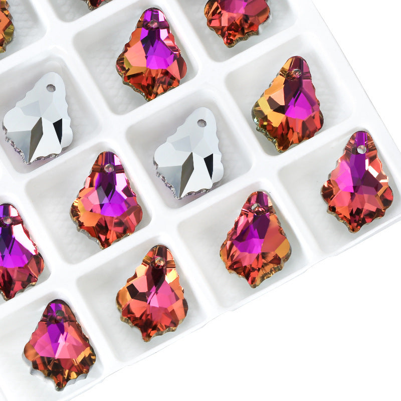 Al por mayor 12 piezas/paquete de 11 × 16 mm de mapas de arce de cristal cuentas de colgante