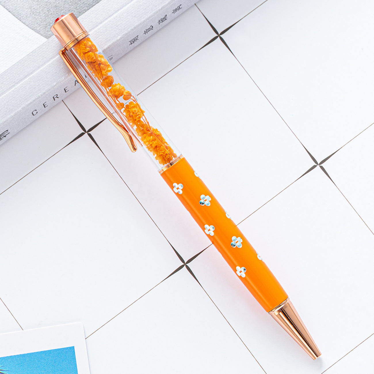 Wholesale Plastic Dry Flower Ballpoint Pen