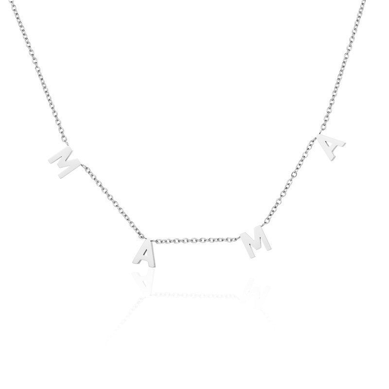 Venta al por mayor LOVE MAMA NANA regalo del día de la madre collar de acero de titanio