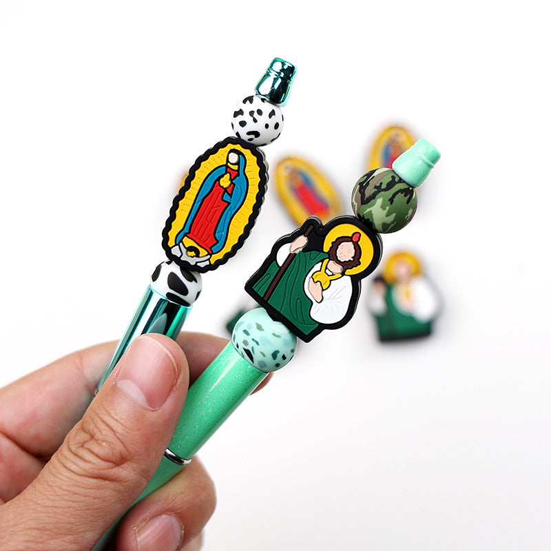 Venta al por mayor 31×24MM Nuestra Señora de Jesús Cuentas DIY de Silicona 10pcs