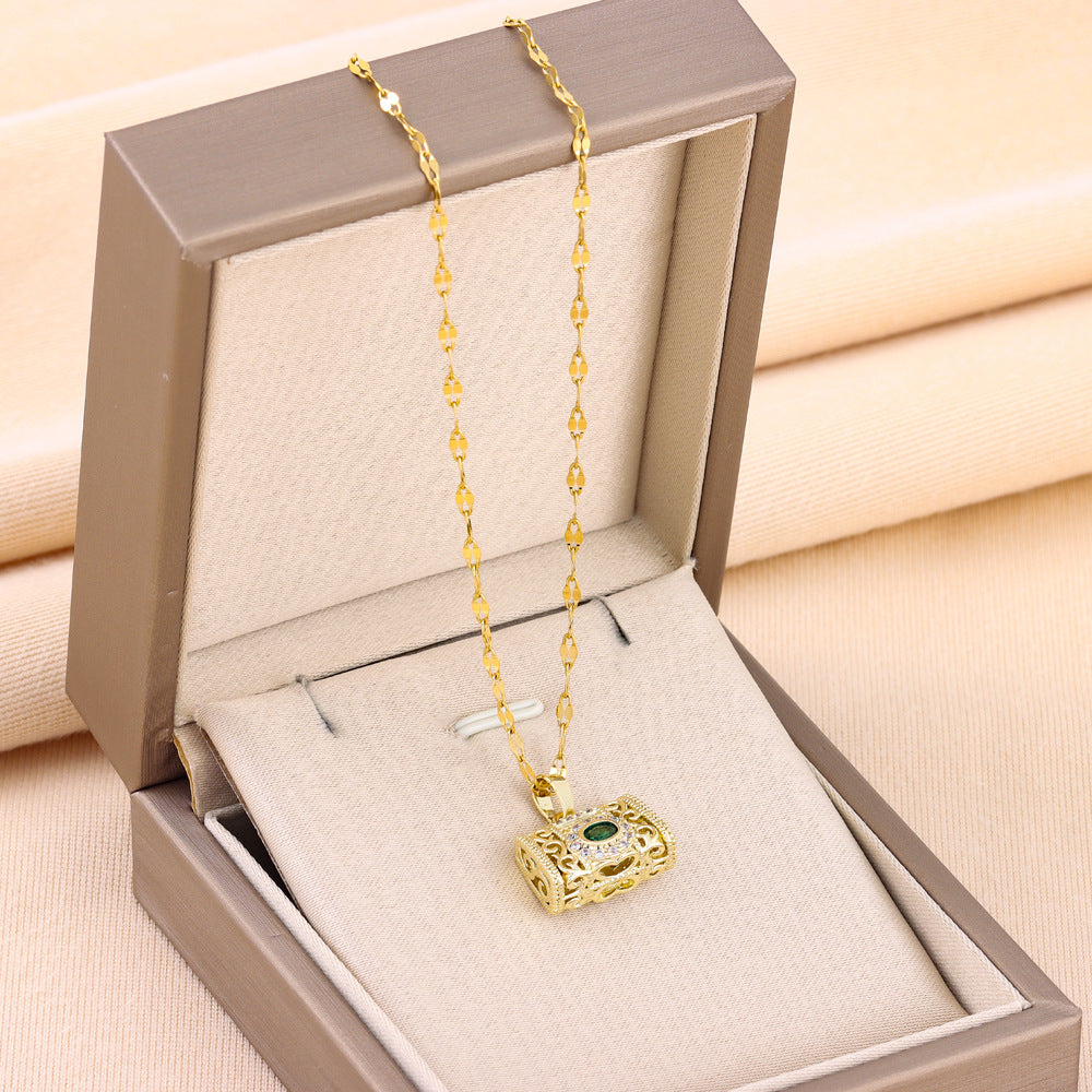 Wholesale Vintage Hollow Safety Lock Titanium Steel Necklaces