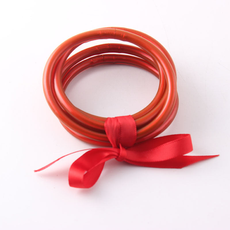 Wholesale Gold Foil Braided PVC Silicone Tube Bracelet