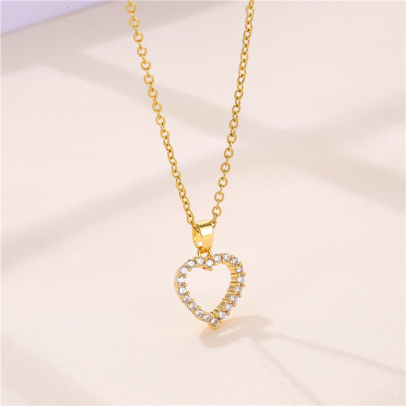 Wholesale Gold Heart Necklace Titanium Steel