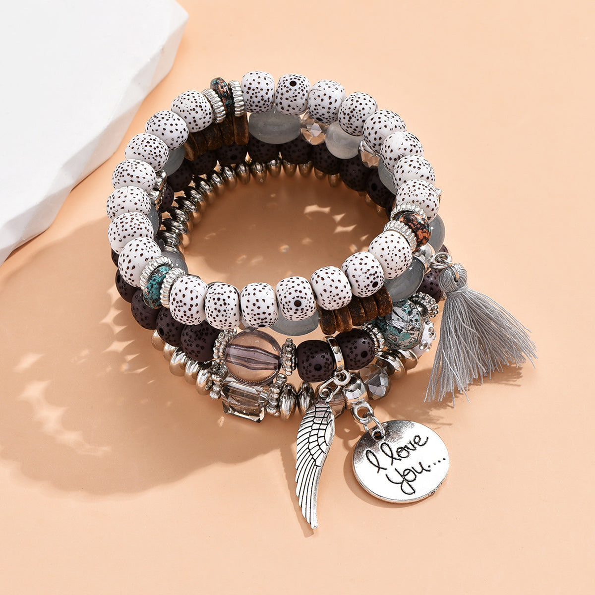 Juego de 4 pulseras turquesas de colores contrastantes multicapa de joyería al por mayor