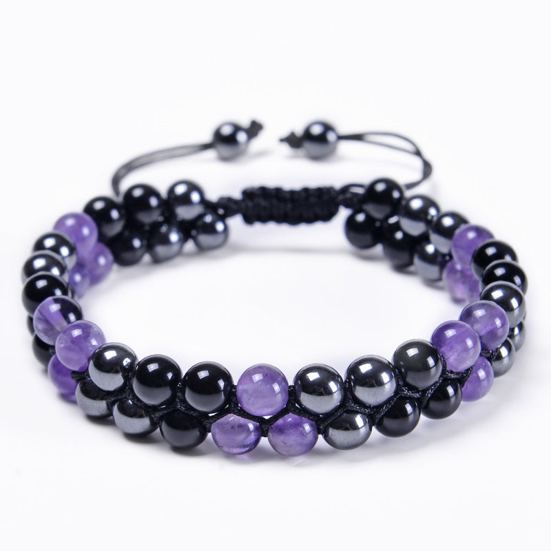 Wholesale Amethyst Double-layer Agate Beaded Bracelet