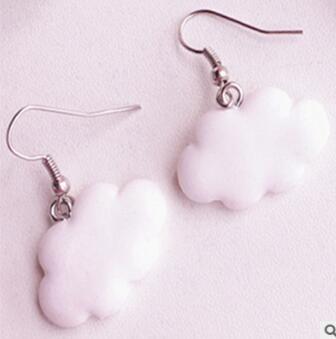 Wholesale Cloud Drip Oil White Alloy Ear Studs