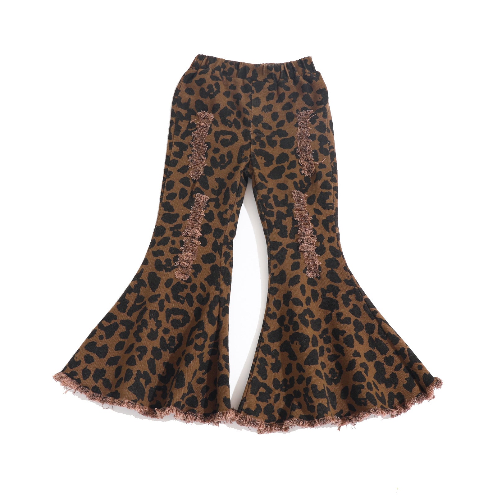 Wholesale Children's Hole Leopard Print Cotton Bell Bottoms