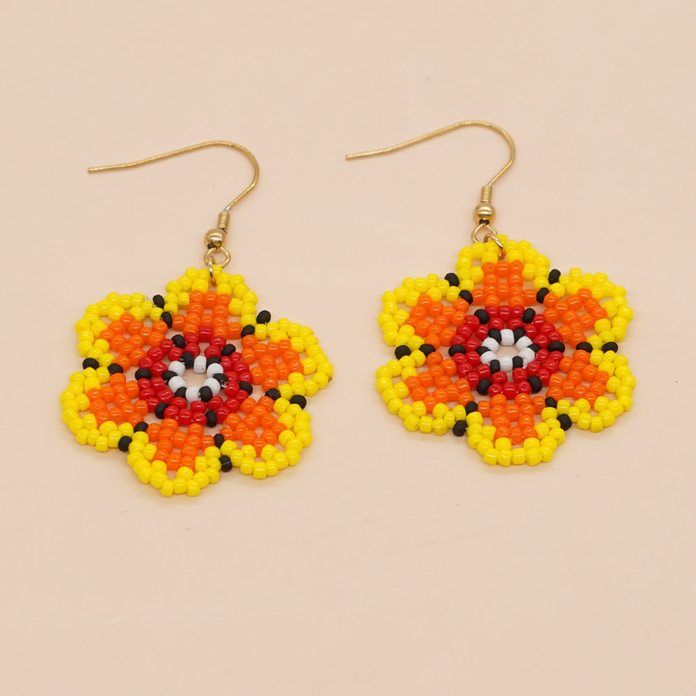 Wholesale Flower Colored Glass Beads Earrings