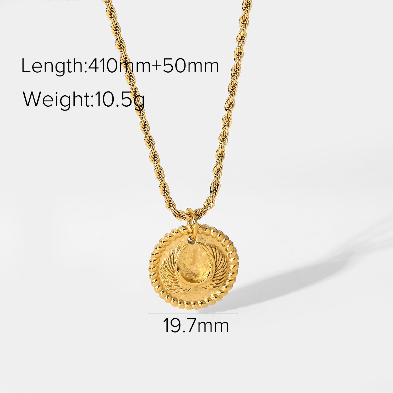 Wholesale Stainless Steel Gold Plated Coin Medal Necklace