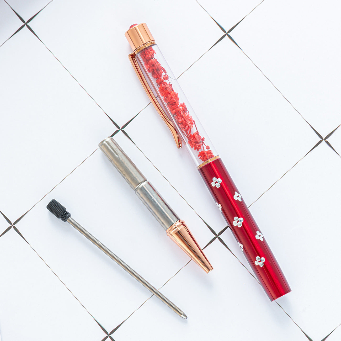 Wholesale Plastic Dry Flower Ballpoint Pen