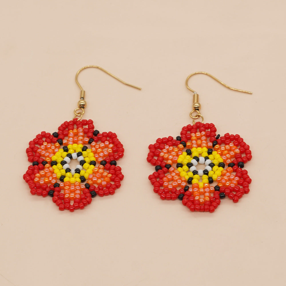 Wholesale Flower Colored Glass Beads Earrings