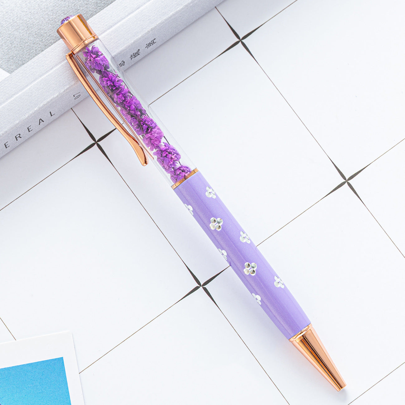 Wholesale Plastic Dry Flower Ballpoint Pen