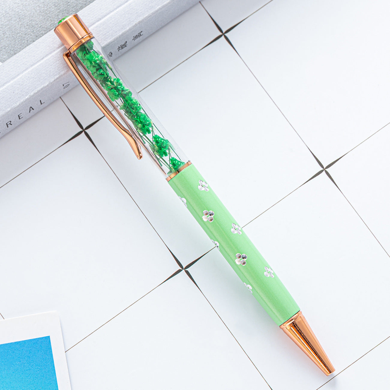 Wholesale Plastic Dry Flower Ballpoint Pen