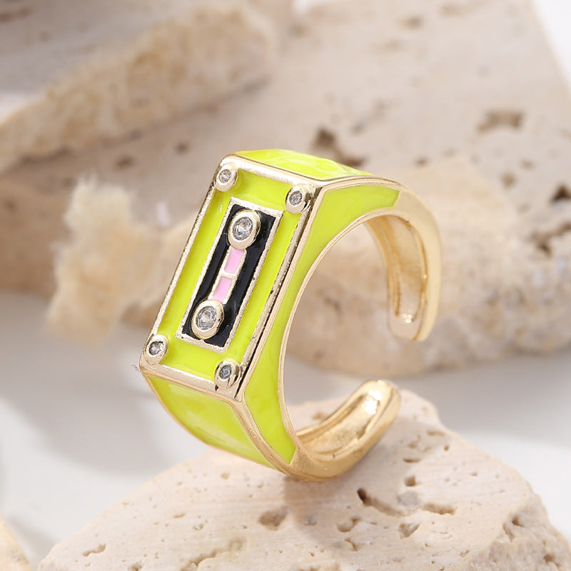 Wholesale Drip Radio Gold Plated  Adjustable Alloy Rings