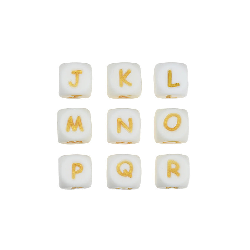 Wholesale 100PCS A-Z Silicone Polygon Letter Beads