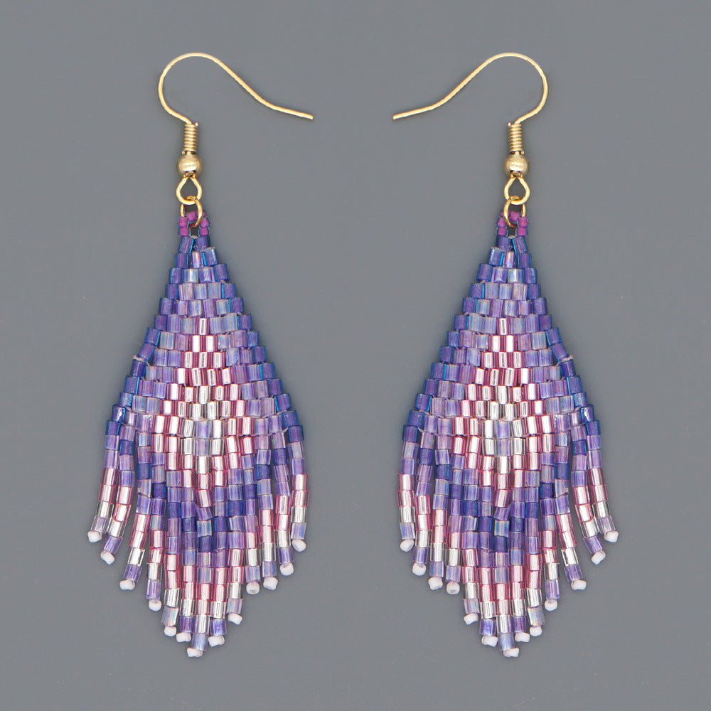 Wholesale Bohemian Tassels Glass Beads Earrings