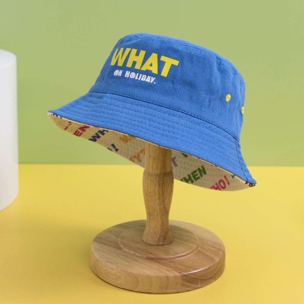 Comercio al por mayor Carta de algodón Flat Top Kids Bucket Hat