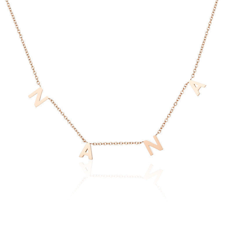 Venta al por mayor LOVE MAMA NANA regalo del día de la madre collar de acero de titanio