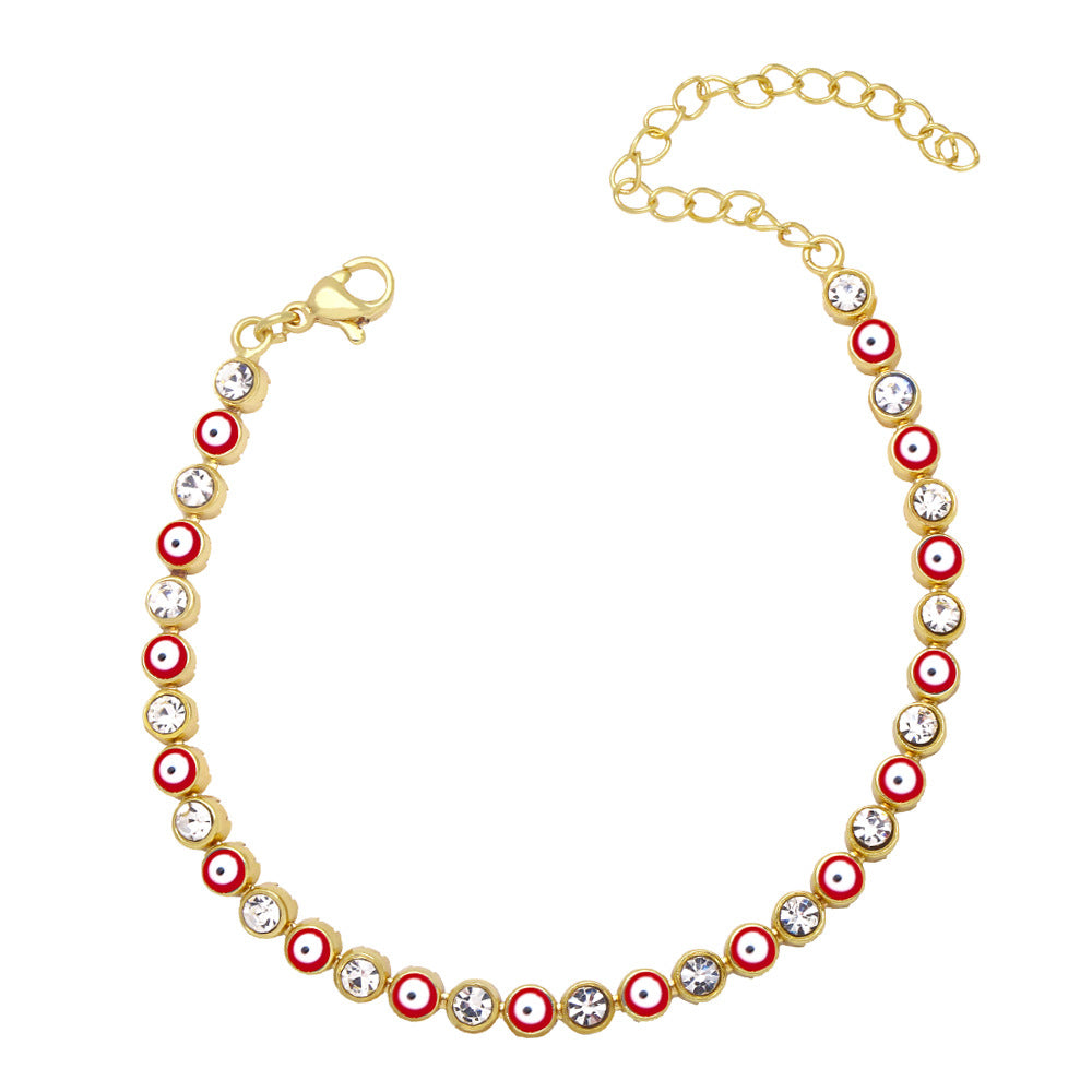 Pulsera de aleación de ojo de diablo de aceite de oro chapado en el ojo de goteo