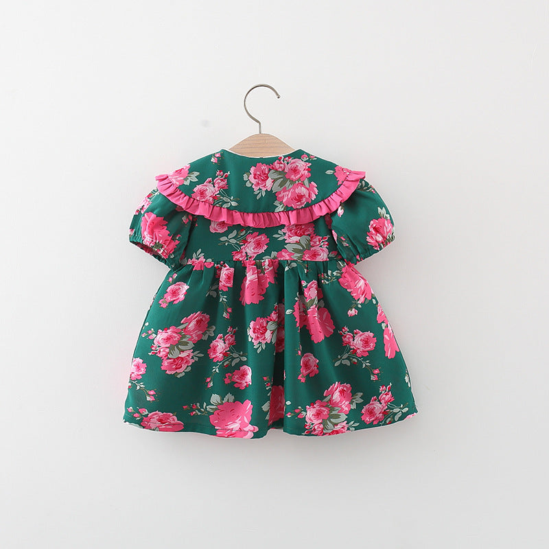 Wholesale 2023 Girls Summer Puff Sleeve Printed Dress