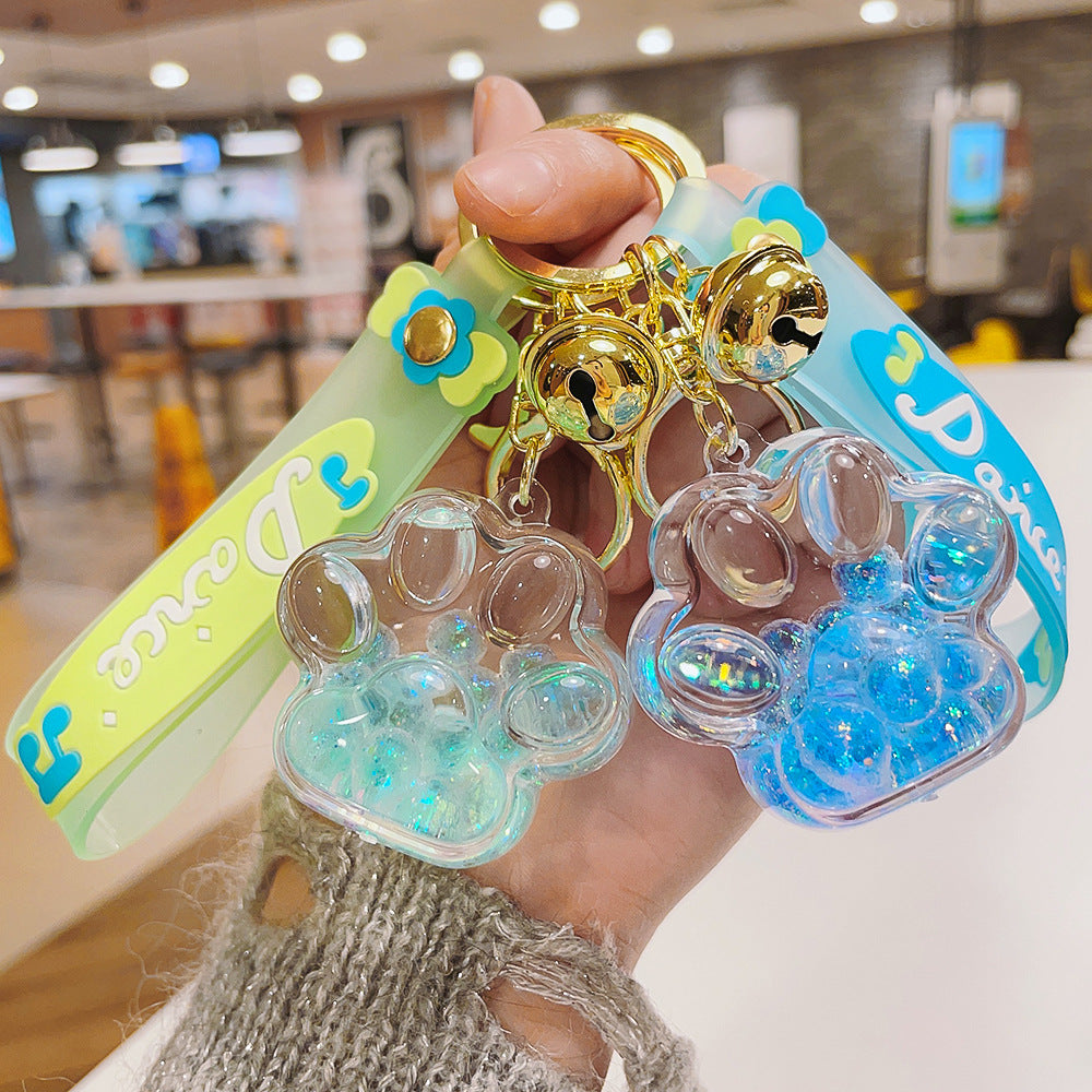 Wholesale Creative Acrylic Oil Bubble Bead Quicksand Cat Claw Creative Keychain