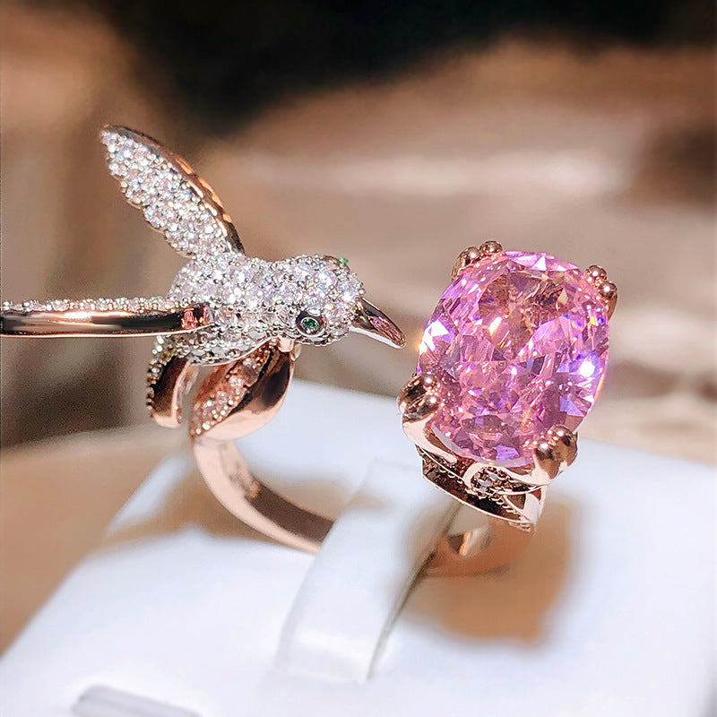 Wholesale Adjustable Copper Hummingbird Color Treasure Rings