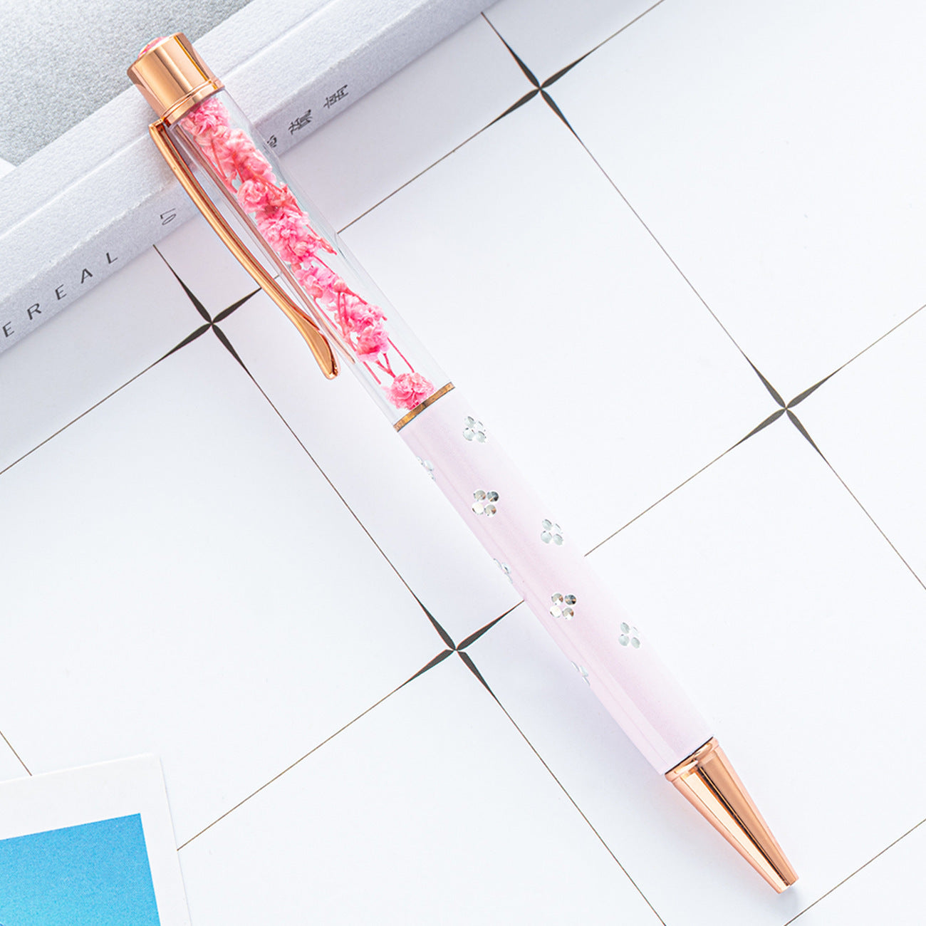 Wholesale Plastic Dry Flower Ballpoint Pen