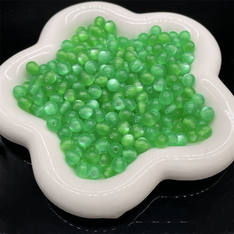 Cuentas al por mayor de plástico de 8mm de resina de ojo de gato de imitación cuentas redondas cuentas sueltas OLY-BDS-XH002