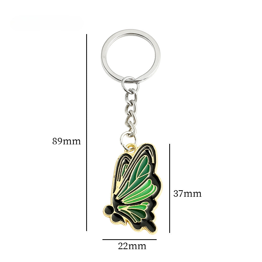 Wholesale Zinc Alloy Butterfly Oil Dripping Multicolor Keychain
