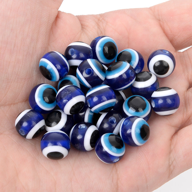 Venta al por mayor 6/8/10MM cuentas resina resina Devil Eye Beads OLY-BDS-HT004