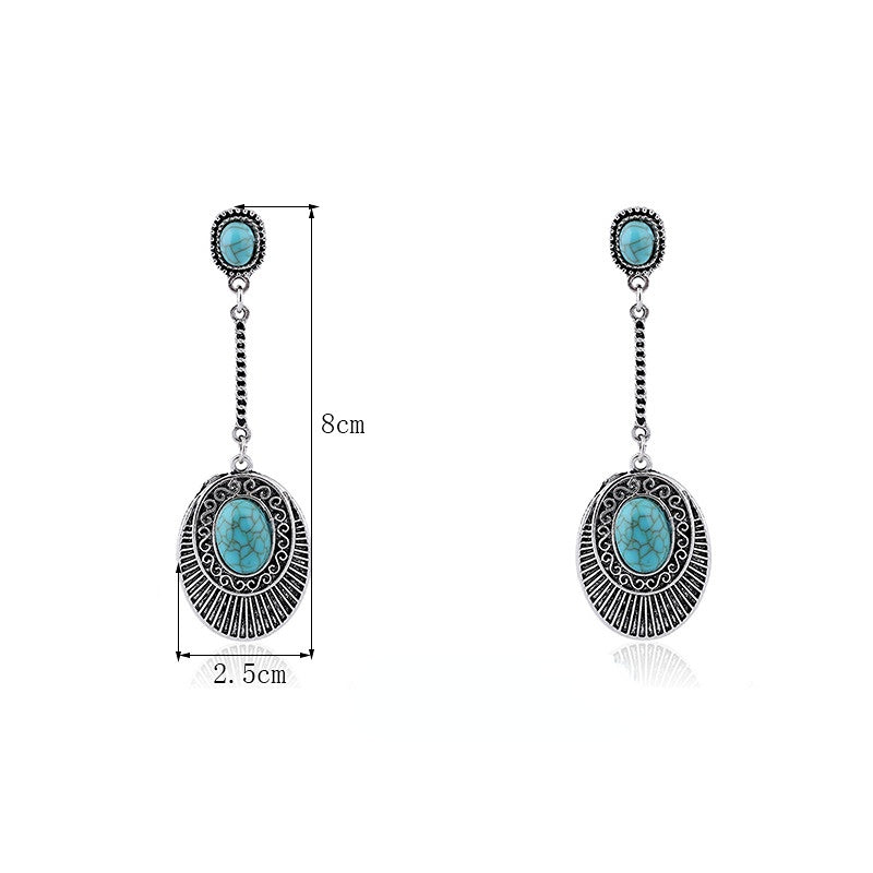 Wholesale Vintage Long Turquoise Alloy Ear Studs