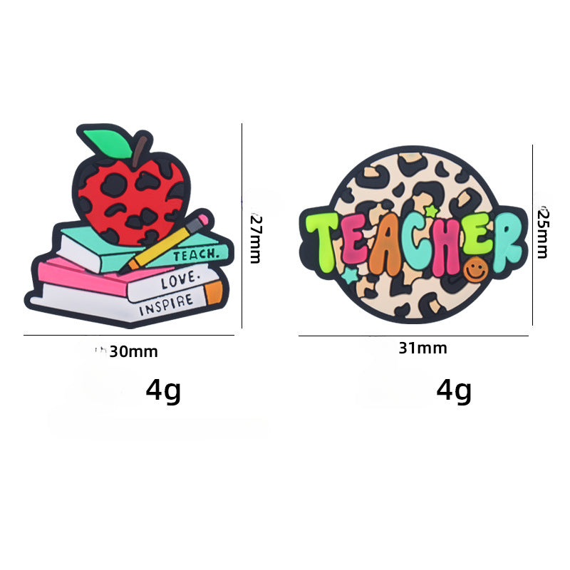 Wholesale Books Apples Teachers Silicone Focal Beads