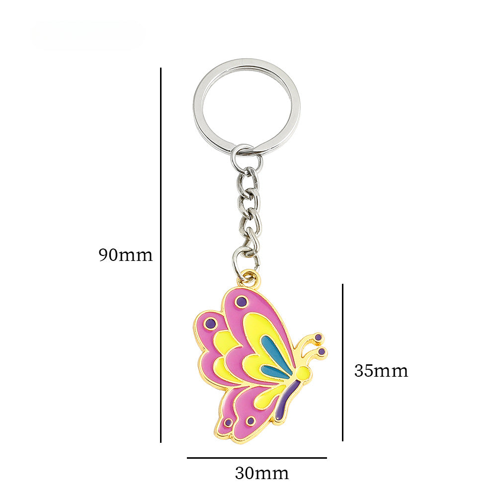 Wholesale Zinc Alloy Butterfly Oil Dripping Multicolor Keychain