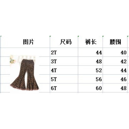 Wholesale Children's Hole Leopard Print Cotton Bell Bottoms